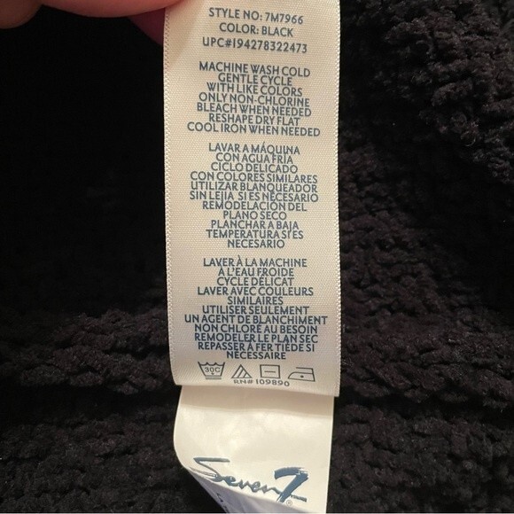 Seven7 Cable Knit Cowl Neck Chenille Chunky Black Balloon Sleeve Sweater Large - Picture 5 of 6